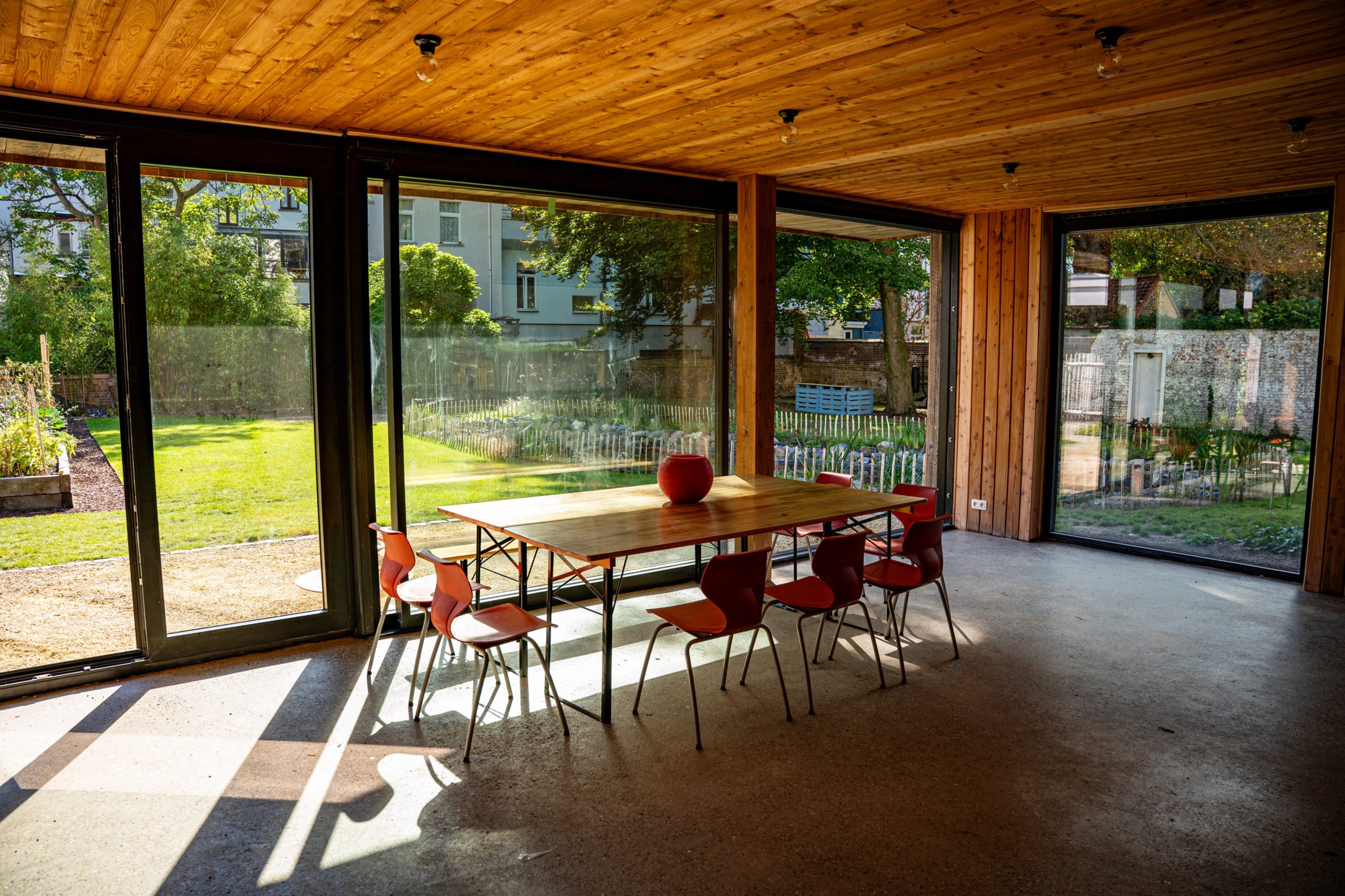 Orangerie en bois vue intérieur