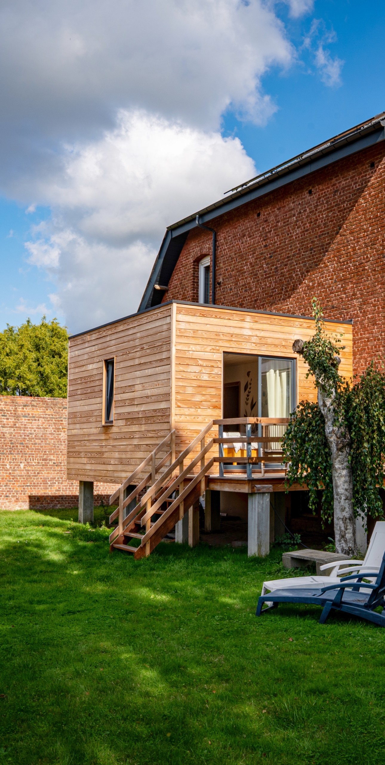 ossature bois sur mesure annexe jardin