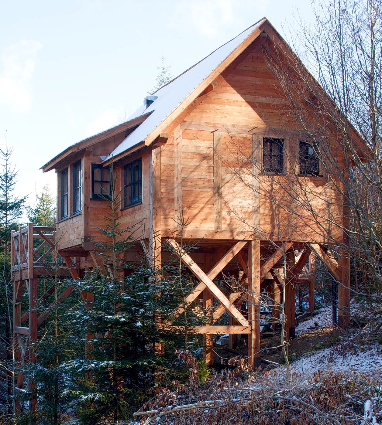 chalet gite sur pilotis en bois