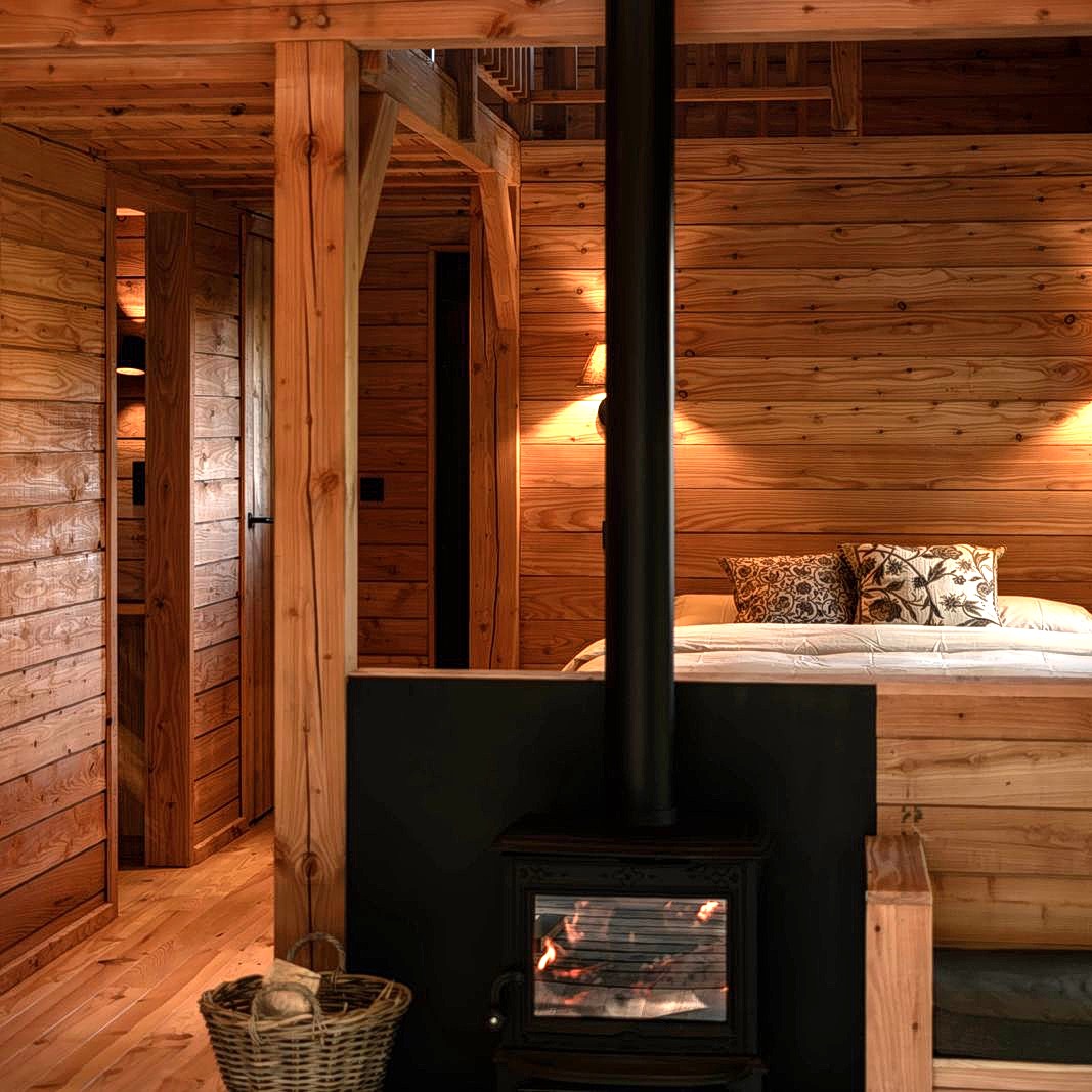 Cabane Sart Ernage intérieur poele